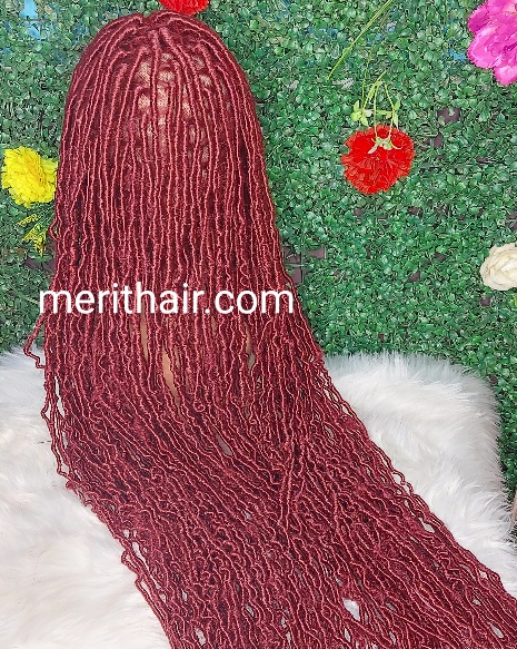 Shop burgundy colored faux locs wig