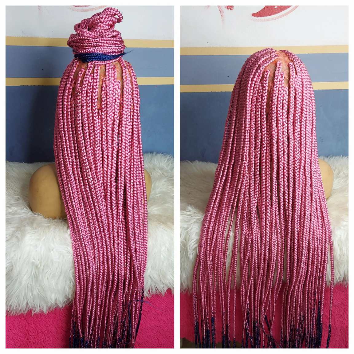 Shop full lace pink box braids wig