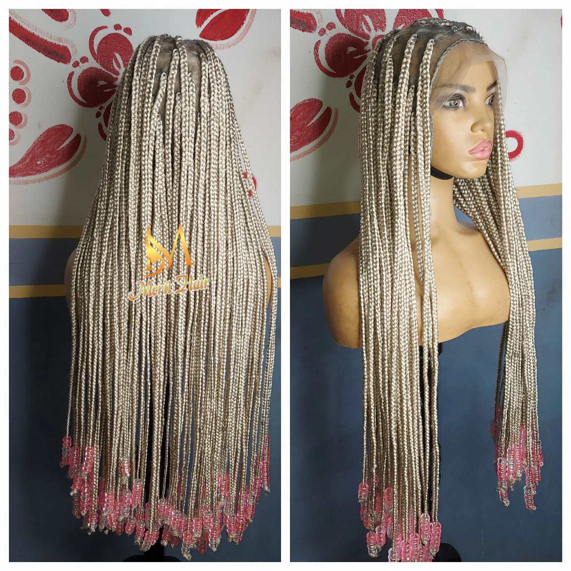 Buy full lace gray box braids wig