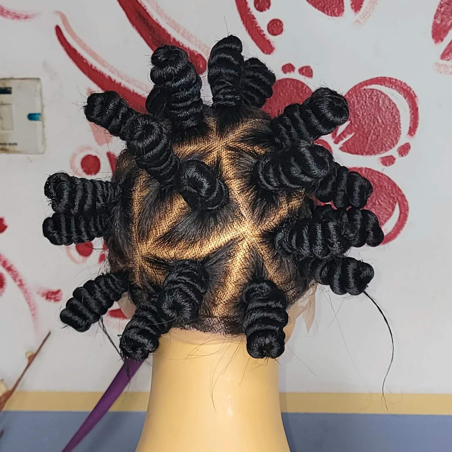 Buy angle cut bantu knots wig