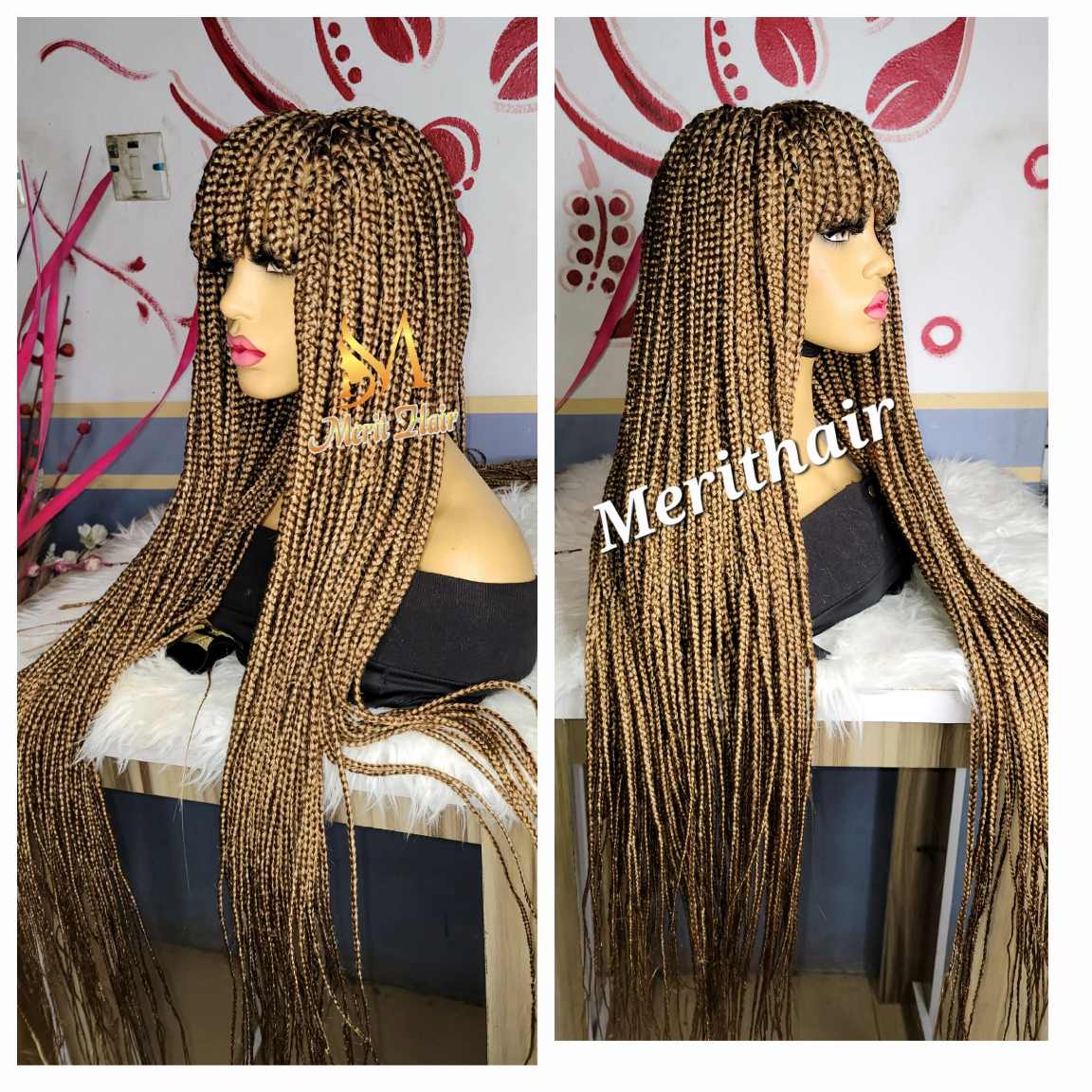 Shop box braids with bangs wig