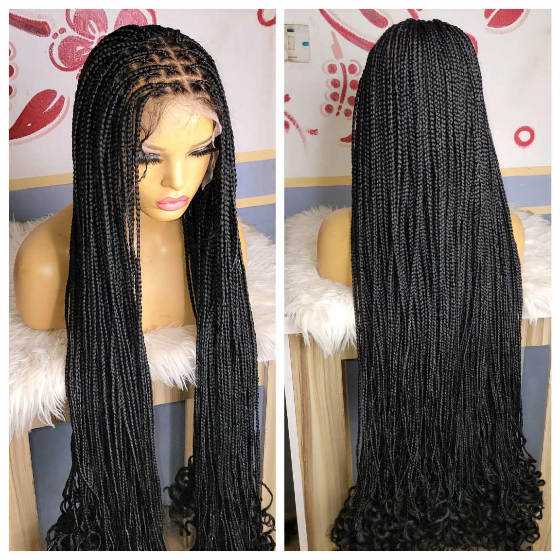 Buy box braids with curled tips wig