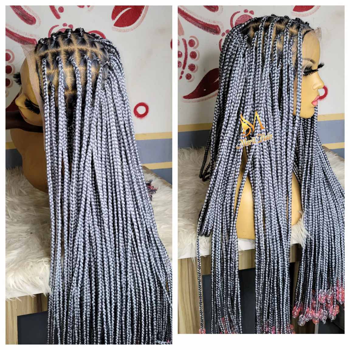 Buy gray box braided wig
