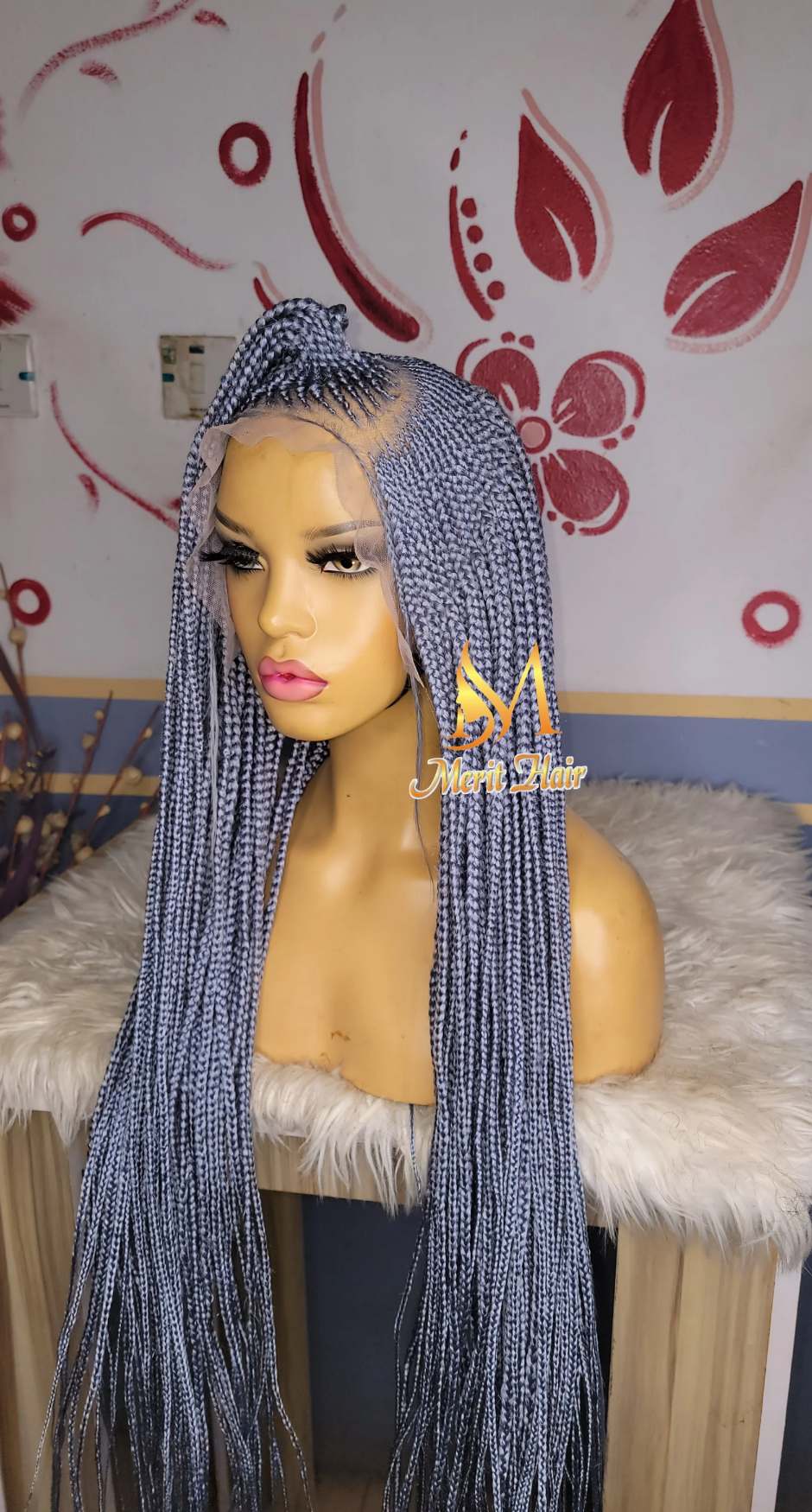 Buy gray cornrow wig