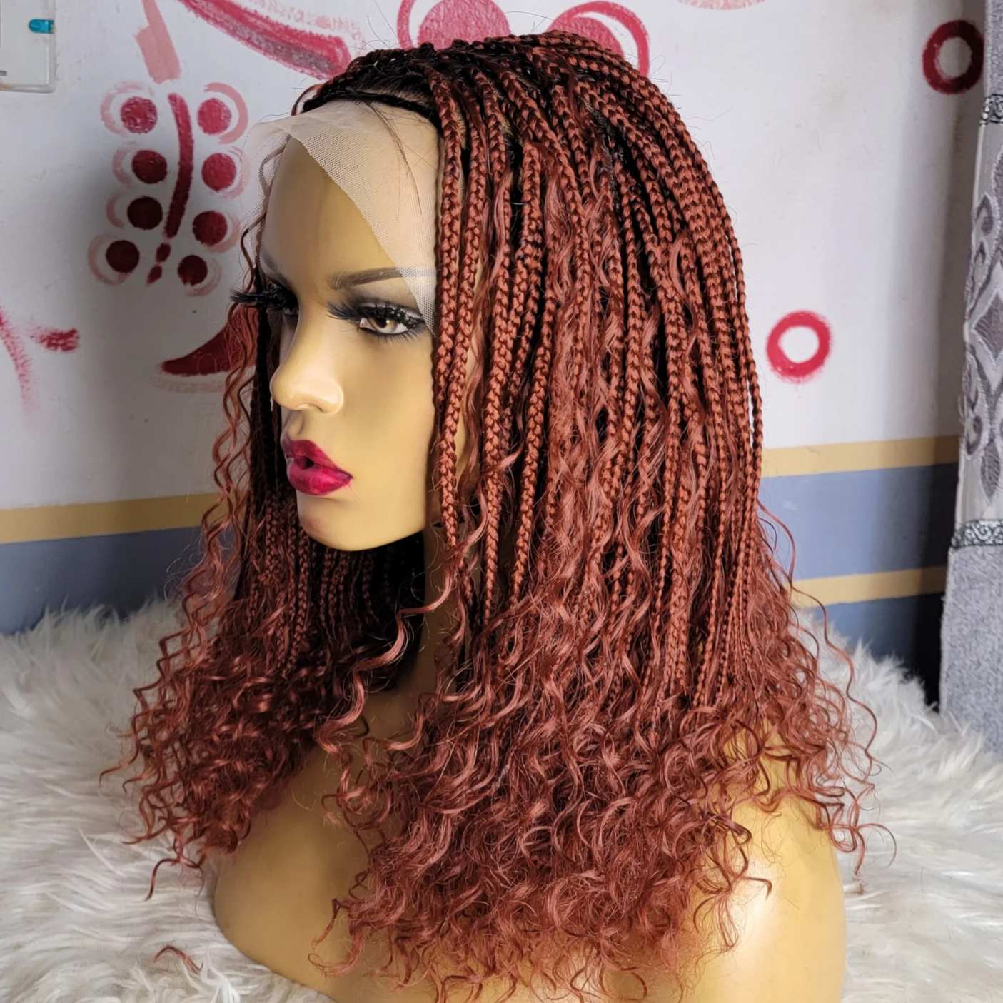 Buy front lace bob boho braids wig