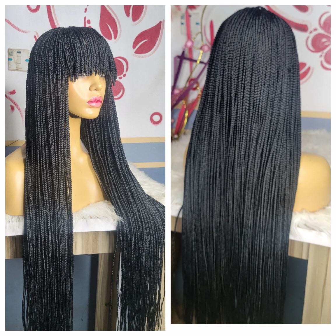 Buy front lace braids with bangs wig