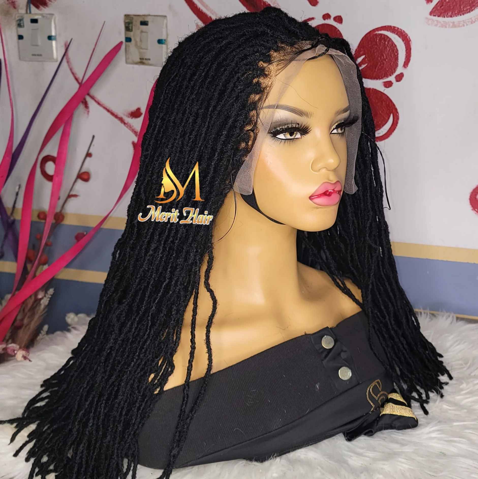 Shop front lace small locs wig